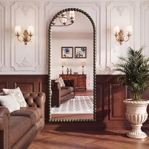 Antique Bronze Full Length Mirror 71x28 in, Beaded Standing Mirror - color: Antique Bronze