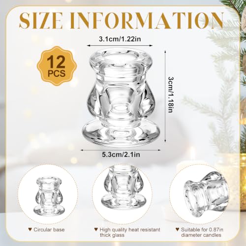 12 Set Glass Hurricane Candle Holders 11.8" Open Ended Glass Candleholder Tube Shape Bottomless and 2.1" Taper Clear Candlestick Holder Bulk for Table Centerpiece Wedding Party Home Decor (12, Clear)