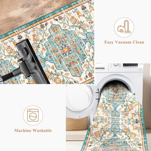 Pauwer Hallway Runner Rug 2x6, Washable Boho Kitchen Runner, Blue Multi - color: Blue Multi, size: 2' x 6' (Runner)