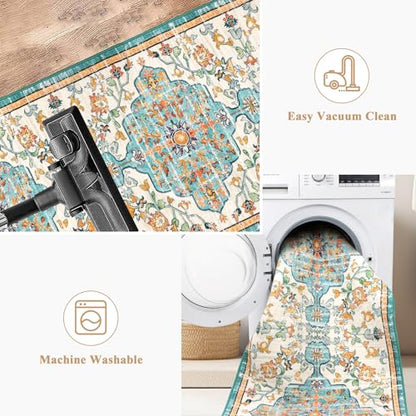 Pauwer Hallway Runner Rug 2x6, Washable Boho Kitchen Runner, Blue Multi - color: Blue Multi, size: 2' x 6' (Runner)