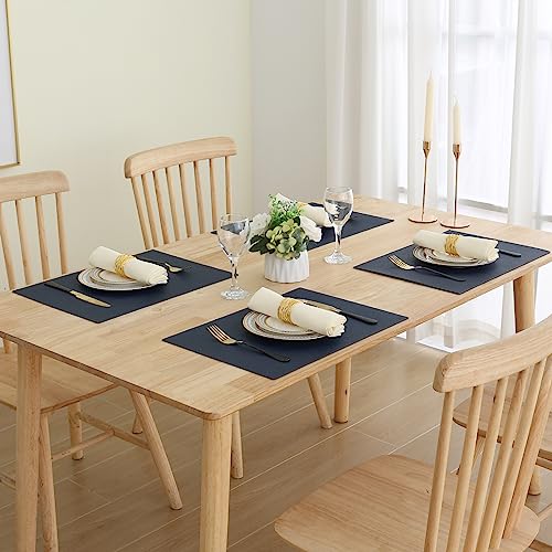 Homaxy PU Faux Leather Placemats for Dining Table, Set of 6, Navy Blue - color: Navy Blue