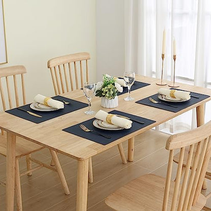 Homaxy PU Faux Leather Placemats for Dining Table, Set of 6, Navy Blue - color: Navy Blue