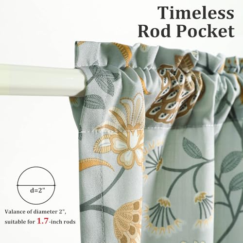 Leeva Floral Kitchen Window Curtains, Farmhouse Style Print Linen Look Cafe Curtains, Grey, 30 x 30 Inch, 2 Panels Set - color: *M11, size: 30"W x 30"L (Pack of 2)