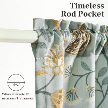 Leeva Floral Kitchen Window Curtains, Farmhouse Style Print Linen Look Cafe Curtains, Grey, 30 x 30 Inch, 2 Panels Set - color: *M11, size: 30"W x 30"L (Pack of 2)