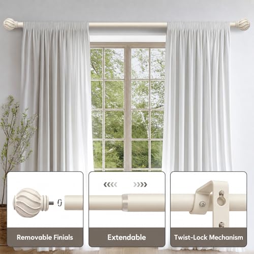 White Curtain Rods Set 2 Pack for Windows 72 to 144 Inch Long - color: White, size: 36"-150"|2 Pack