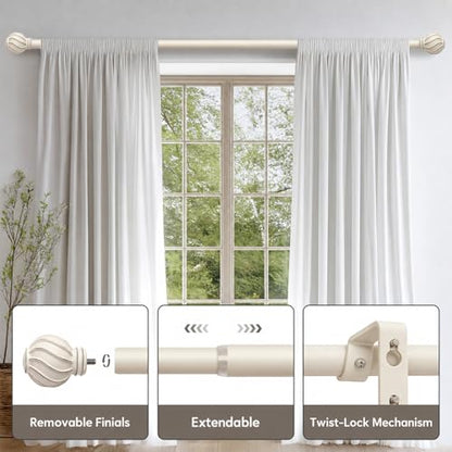 White Curtain Rods Set 2 Pack for Windows 72 to 144 Inch Long - color: White, size: 36"-150"|2 Pack