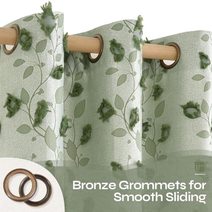 BGment Green Leaf Curtains for Living Room 84 inches Long - 2 Panels - color: Green, size: 52"W x 84"L (Pack of 2)