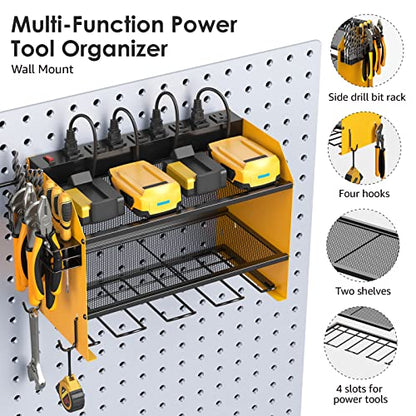 CCCEI Wall Mount Modular Tool Charging Organizer, Yellow, 1 Pack, 3 Tier. - color: Yellow