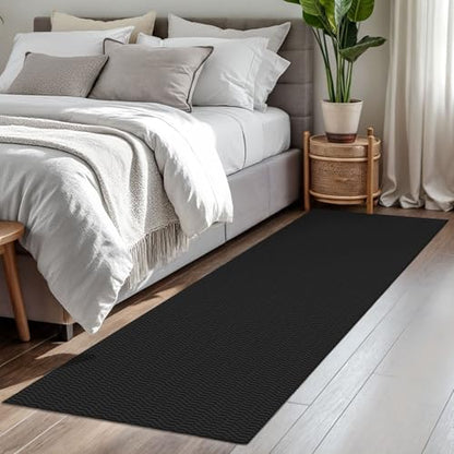 KOZYFLY 2x7 Runner Rug, Washable Non Slip Kitchen Hallway Rug, Black/Grey - color: Black/Charcoal Grey, size: 2' x 7' (Rectangular)