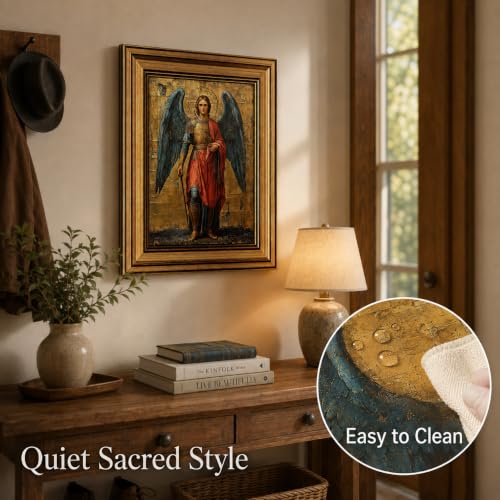 Gold Framed Archangel Michael Canvas Wall Art 16inx24in - color: Archangel A, size: 24"L x 16"W