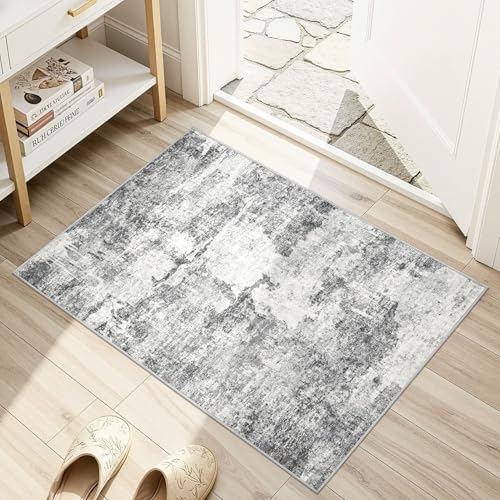DMOYEST 2x3 Small Area Rug Washable Entryway Rugs Abstract Carpet - color: Grey, size: 2' x 3' (Rectangular)
