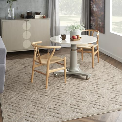 Nourison Home Versatile Natural Beige 9' x 12' Area Rug - Easy Clean, Non Shedding, Bed Room, Living Room, Dining Room, Kitchen (9' x 12') - color: Natural Beige, size: 9' x 12' (Rectangular)