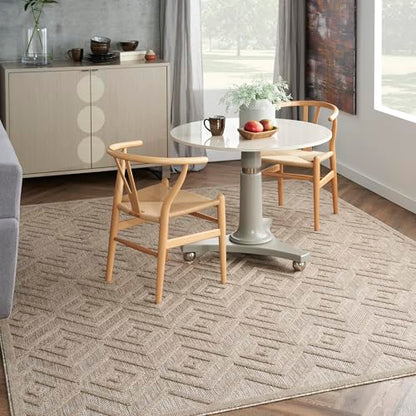 Nourison Home Versatile Natural Beige 9' x 12' Area Rug - Easy Clean, Non Shedding, Bed Room, Living Room, Dining Room, Kitchen (9' x 12') - color: Natural Beige, size: 9' x 12' (Rectangular)