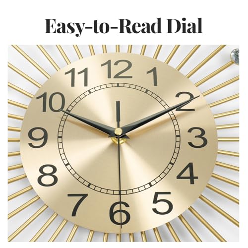 Cuspin 30 Inch Gold Wall Clock Mid Century Modern Crystal Sunburst Clock - color: Crystal Sunburst, size: Large