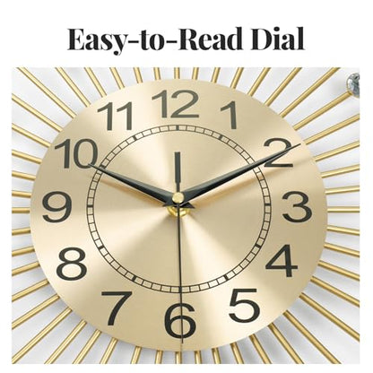 Cuspin 30 Inch Gold Wall Clock Mid Century Modern Crystal Sunburst Clock - color: Crystal Sunburst, size: Large