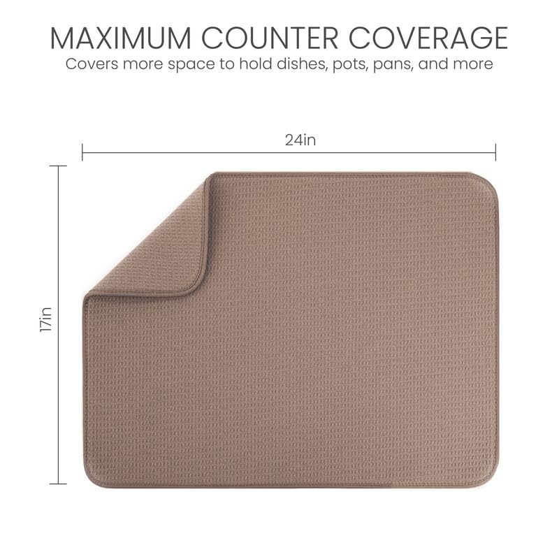 Bellemain Dish Drying Mat, Drying Matt Kitchen Counter, 17 x24 Inch -Mocha - color: Mocha, size: 17" x 24"