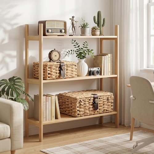 Storage Boxes with Lids, Set of 2 Water Hyacinth Wicker Baskets, Decorative Boxes for Home Decor, Coffee Table, Console Table and Bedroom, Magnetic Closures, Natural