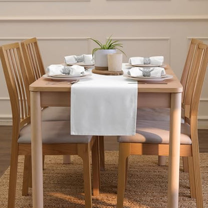 Encasa XO Table Runner, Cotton Canvas Dining Runner 13"x48" - color: White, size: 48" x 13" (Runner)