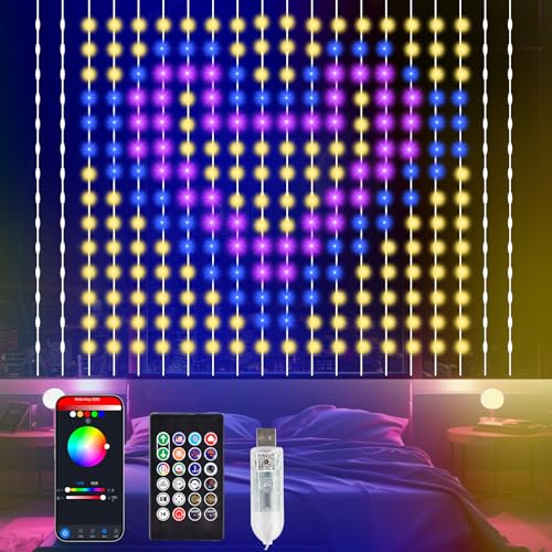 Smart Curtain Lights Outdoor 400LED App Music Timer USB 6.6x6.6FT