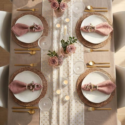 13.8" Set of 8 Brown Round Seagrass Placemats by Laquedecraft