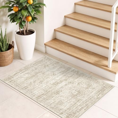 2x3 Rug Non Slip, Small Washable Entryway Rug,Beige - color: Beige/Ivory, size: 2' x 3' (Rectangular)