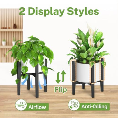 iDavosic.ly Adjustable Bamboo Plant Stand 2 Pack, Fits 8-12 Inch Pot, Black - color: Bamboo Black, size: 2 Pack