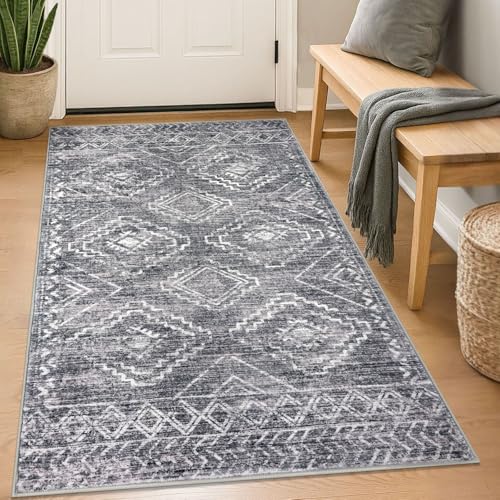 KILOCOCO Small Area Rug 3'x5' Rug for Entryway Washable Rugs, Grey - color: Grey, size: 3' x 5' (Rectangular)