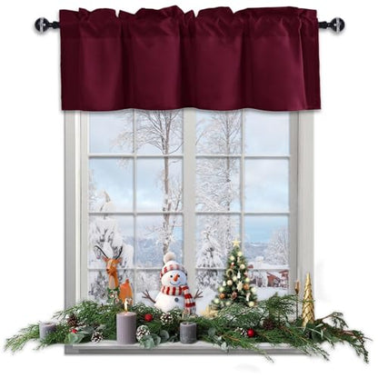 JIUZHEN Burgundy Valance Curtains for Window 1 Panel, 42 x 12 Inches - color: Burgundy, size: 42"W x 12"L (Pack of 1)