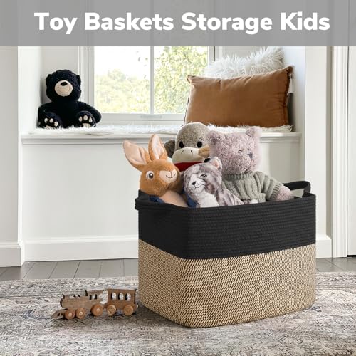 Goodpick 50L Large Woven Storage Basket, 18" x 14" x 12", Black Jute - color: Black, size: 18"L x 14"W x 12"H