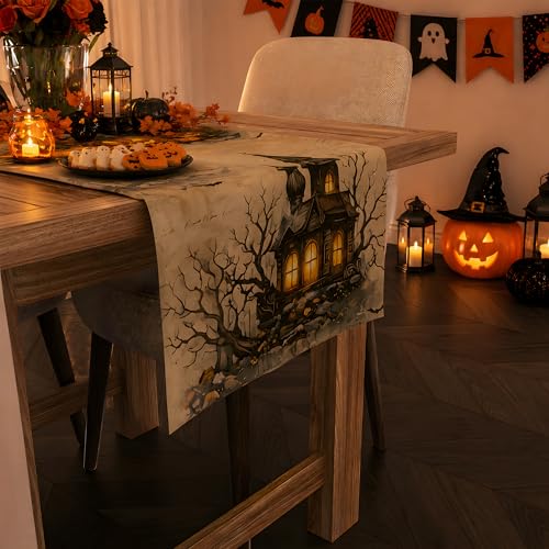Halloween Party Decorations - Pumpkin Castle Table Runner - color: Halloween Castle