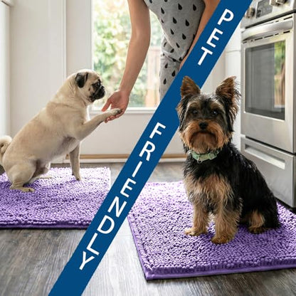 Bathroom Rugs Sets 2 Piece,Super Absorbent Chenille Bath Mats and U-Shaped Toilet Rug,Strong PVC Non Slip Backing,Microfiber Washable Dry Quickly Bath Mats for Bathroom(20"x32"+20"x20"U,Lavender) - color: Lavender