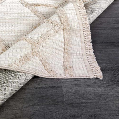Hauteloom Hive Farmhouse Living Room Bedroom Modern Moroccan Trellis Runner Rug - Soft Shaggy High Low Carpet - High Pile - Bohemian, Boho - Gray, Brown, Beige, Cream - 2'7" x 7'3" - color: Cream, Beige, Light Gray / Malilinao, size: 2'8" x 7'3" (Runner)