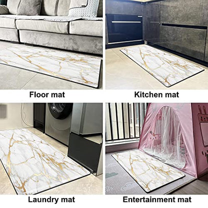 Mrcrypos Marble PVC Leather Kitchen Rug Runner Waterproof Non Slip - color: White Marble, size: 17" W x 47" L