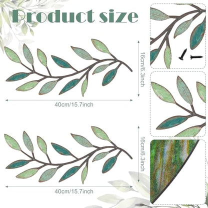Zhengmy 2 Pcs Metal Leaf Wall Art Vine Branch Decor,Gradient Green - color: Gradient Green