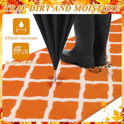 SHACOS Fall Runner Rug 2x8 ft Non Slip Washable Hallway Kitchen Rug Runner - color: Orange, size: 2' x 8'