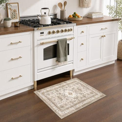 cotiled 2x3 Area Rug for Living Room, Washable, Traditional, Beige - color: Beige, size: 2' x 3' (Rectangular)