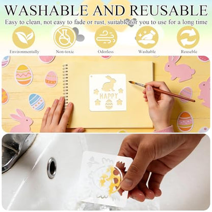 72 PCS 3x3 Inch Easter Stencils for Painting - Reusable Easter Templates Chicks Eggs Bunny Farm Spring Painting Templates on Wood, Glass, Fabric, Window Door Decor DIY Decoration - style: 72PCS Easter