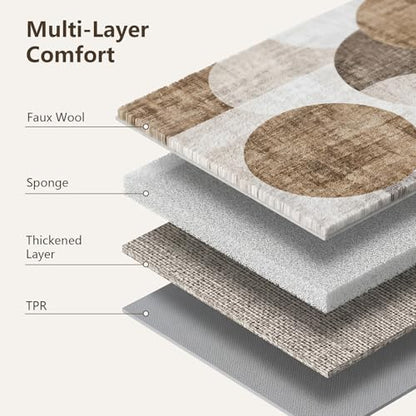 Washable Area Rugs 5'x7' Non-Slip Modern Abstract Soft for Living Room Entryway Bedroom Nursery, Print Pattern, Brown - color: Taupe Geometric Brown, size: 5' x 7' (Rectangular)