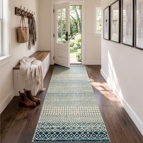 Entry Way Rugs Indoor Runner, 2'6''x8' Coastal Runner Rug - color: Royal Blue, size: 2'6" x 8' (Runner)