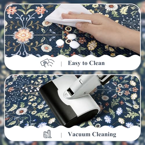 Yamaziot Boho Anti Fatigue Kitchen Rug Set of 3 Scalloped Non-Slip, Blue - color: Blue, size: 17.3"x29"+17.3"x35"+17.3"x47"