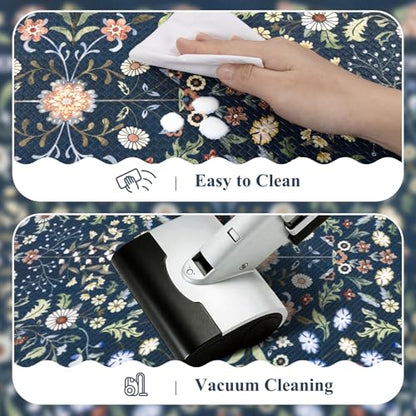 Yamaziot Boho Anti Fatigue Kitchen Rug Set of 3 Scalloped Non-Slip, Blue - color: Blue, size: 17.3"x29"+17.3"x35"+17.3"x47"