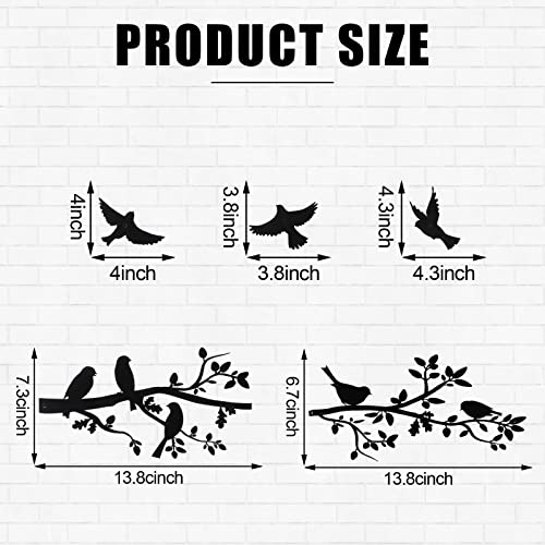 Youyole 5 Pcs Metal Wall Art Birds on Branch Silhouette for Home Garden