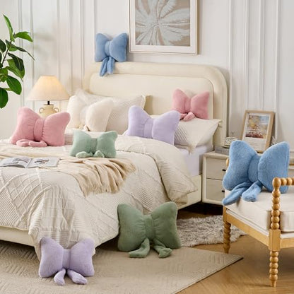 XIAIJIA Bow Pillow, Throw Pillows for Bed, Cute White Bow Pillows 16×13In - color: White, size: 16"X 13"