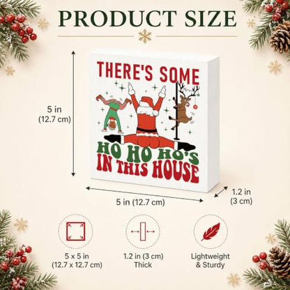 There's Some Ho Ho Ho's in This House Sign, Funny Christmas Wood Box Decor - color: Style 1