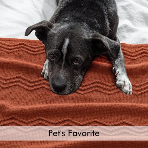 MIULEE Fall Rust Knitted Boho Throw Blanket for Couch 50"x60" - color: Rust, size: 50" x 60"