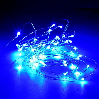 Karlling USB Plug in LED Fairy Lights,2 Packs of 50 LED Bulbs 16 Ft Silver Wire Waterproof Starry String Lights for Bedroom Patio Garden Party Wedding Commercial Lighting (Blue) - color: Blue, size: 50 Leds(2 Pack)