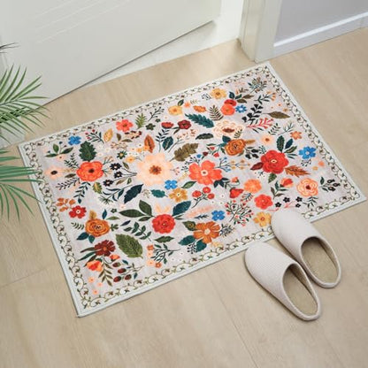 Rugcomf Door Mat 2x3 Area Rug Washable, Beige - color: Beige, size: 2' x 3' (Rectangular)