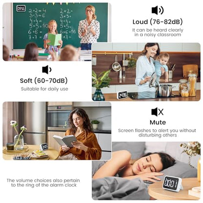USB Rechargeable Loud Digital Kitchen Timer with Large LCD Display & Adjustable Loud Alarm - Ideal Magnetic Timer for Desk or Kitchen