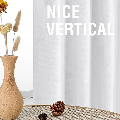 H.VERSAILTEX White 100% Blackout Faux Linen Window Curtain Panels Heat and Full Light Blocking Drapes for Nursery, Back Tab 84 inches Thermal Insulated Draperies 52 inches Wide Each Panel, 2 PCs - color: White, size: 52"W x 84"L (Pack of 2)
