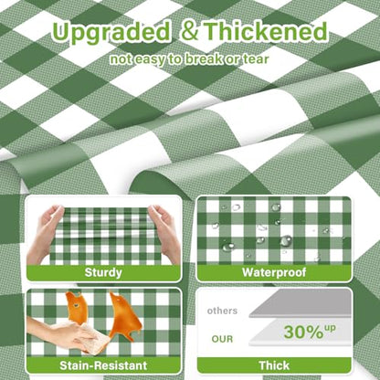Mulbozy 2 Pcs Sage Green Gingham Tablecloth, Plastic Table Cloth Disposable - color: Checkered-sage Green, size: 54" X 108" Rectangle